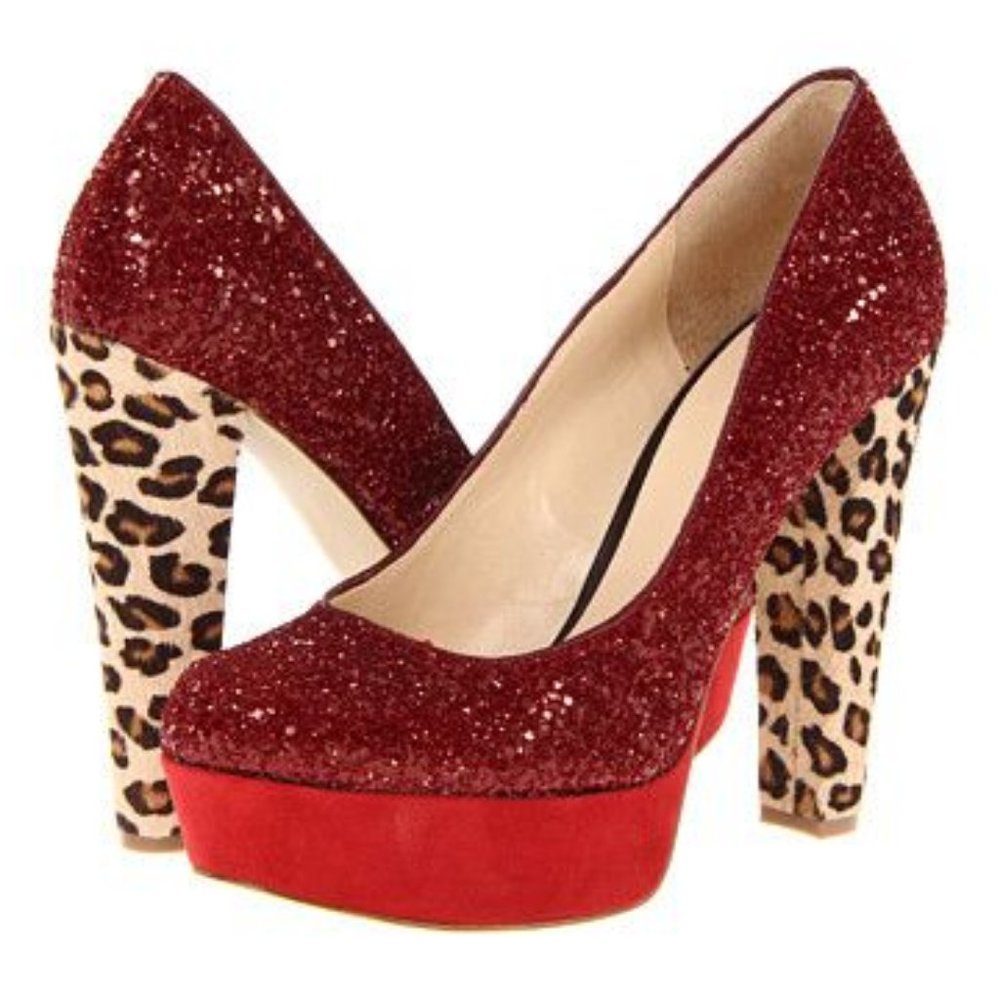 Guess Sequin Platform Pumps | Leopard | Leather | Closed Toe  Shoes | Red